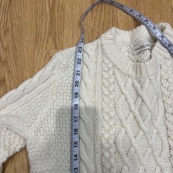Abercrombie & Fitch Cream Cable-Knit Fishermans Crewneck Sweater Large - Picture 13 of 13